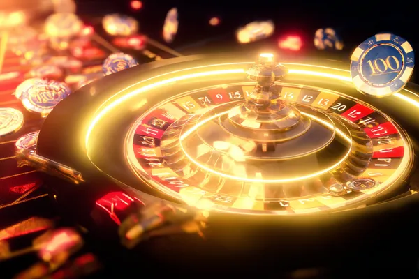 SINAGPH Live Games — Take part in high-energy casino action A glowing roulette wheel with cascading chips, symbolizing the engaging live and instant-win games available on SINAGPH.